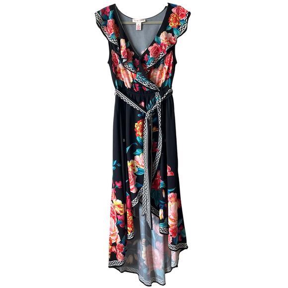 Flying Tomato Floral Ruffle Asymmetrical Maxi Dress Size M - Picture 3 of 9